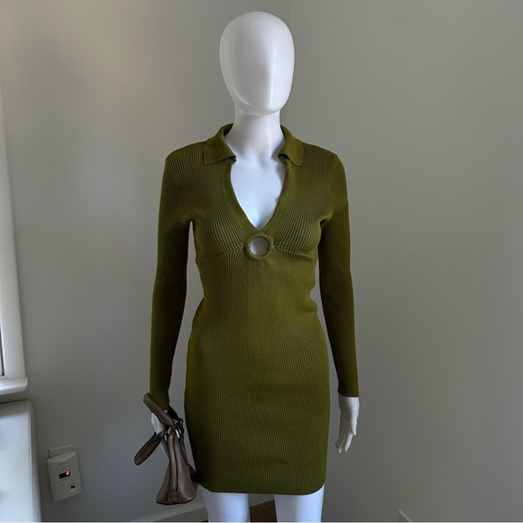 Ribbed Green Mini Dress (size M) - Picture 6 of 8